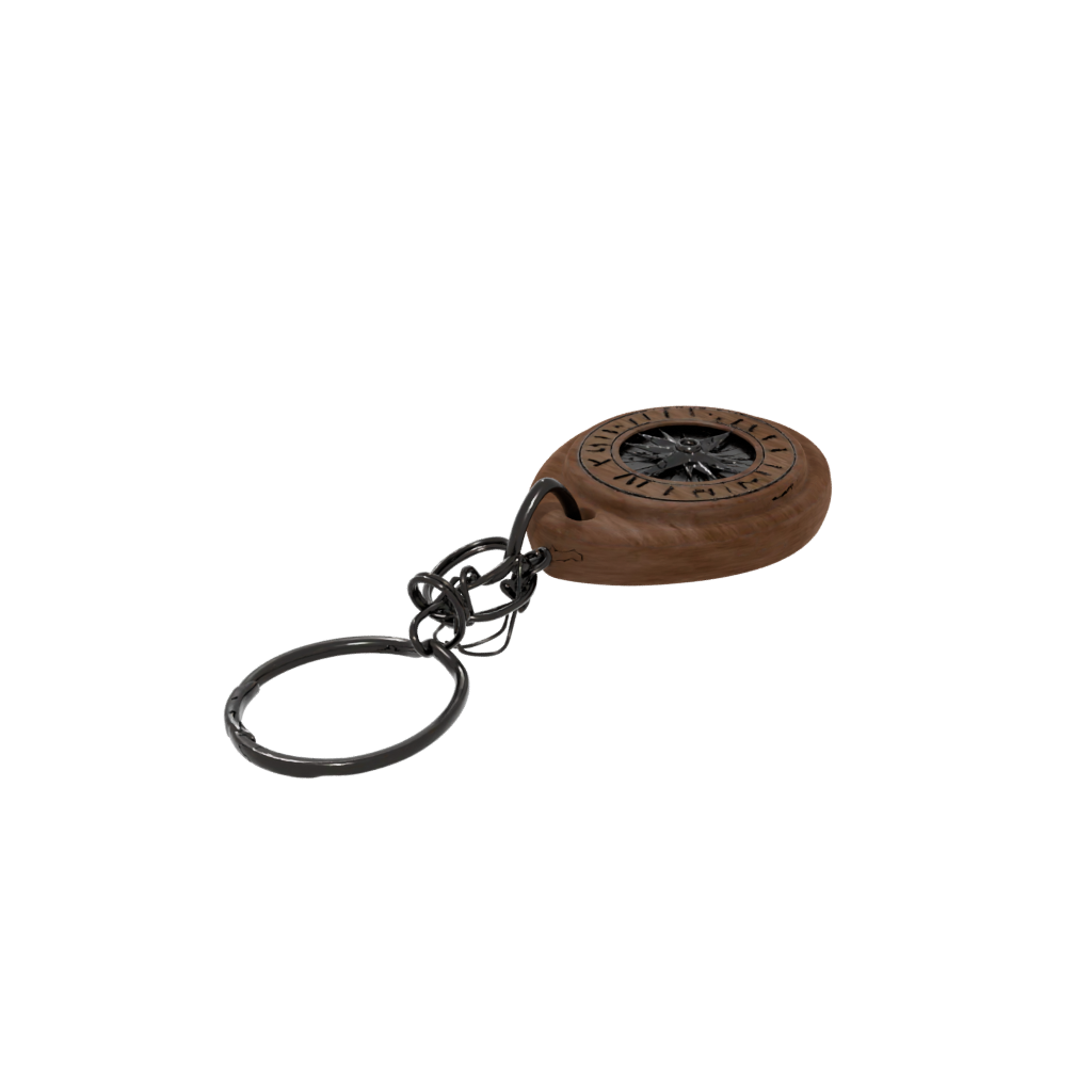 Woodgrain Layered Compass Charm