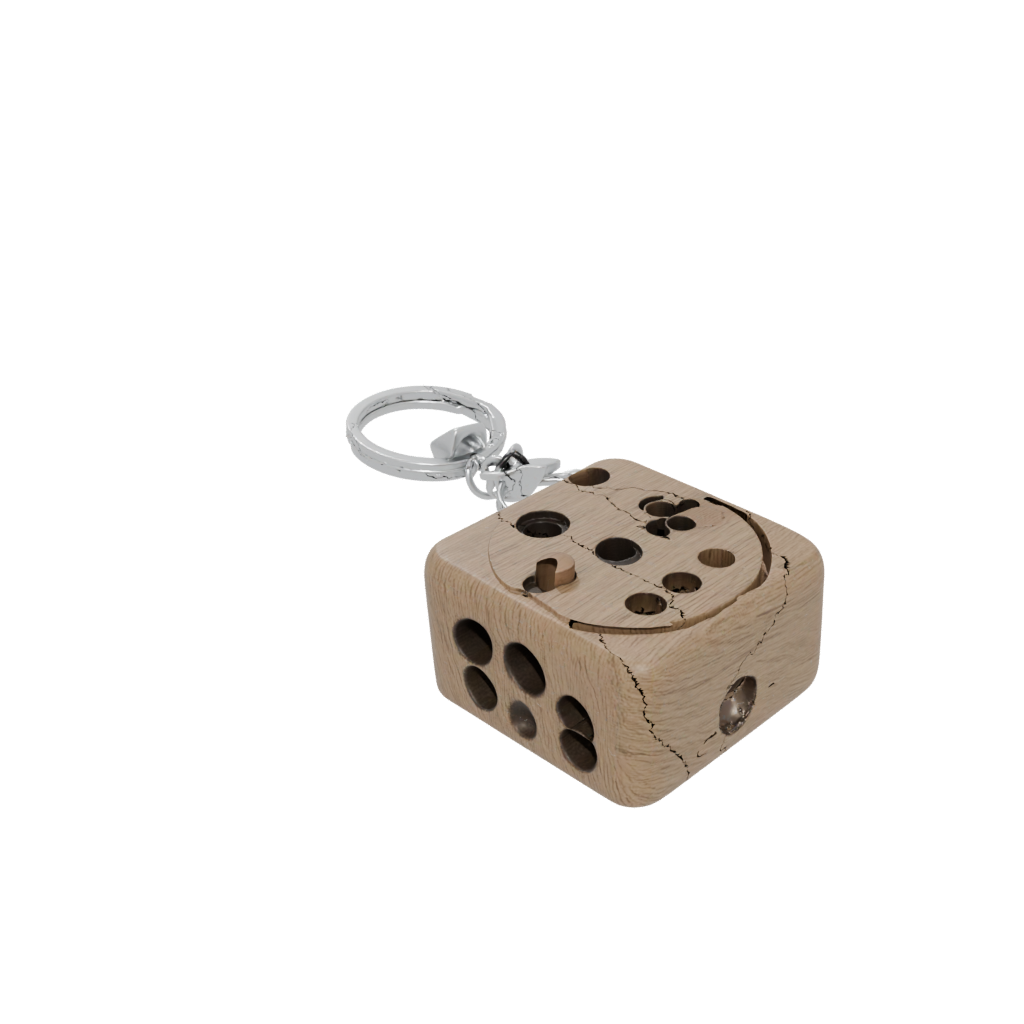 Woodgrain Layered Dice Holder Keychain