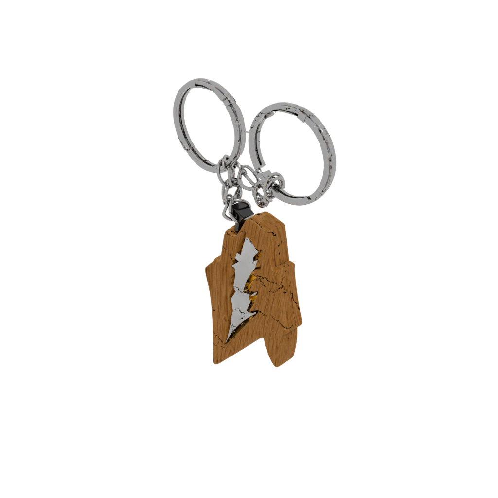 Woodgrain Layered Lightning Bolt Charm
