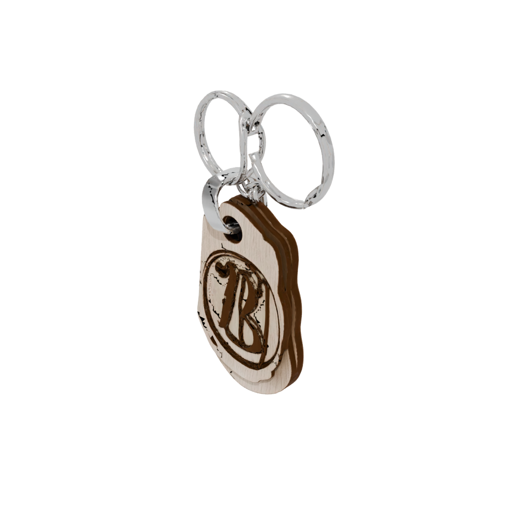 Woodgrain Layered Monogram Initial I