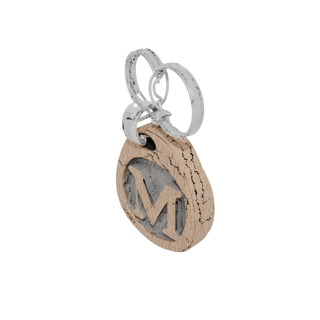 Woodgrain Layered Monogram Initial M