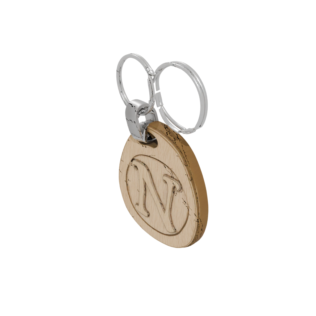 Woodgrain Layered Monogram Initial N