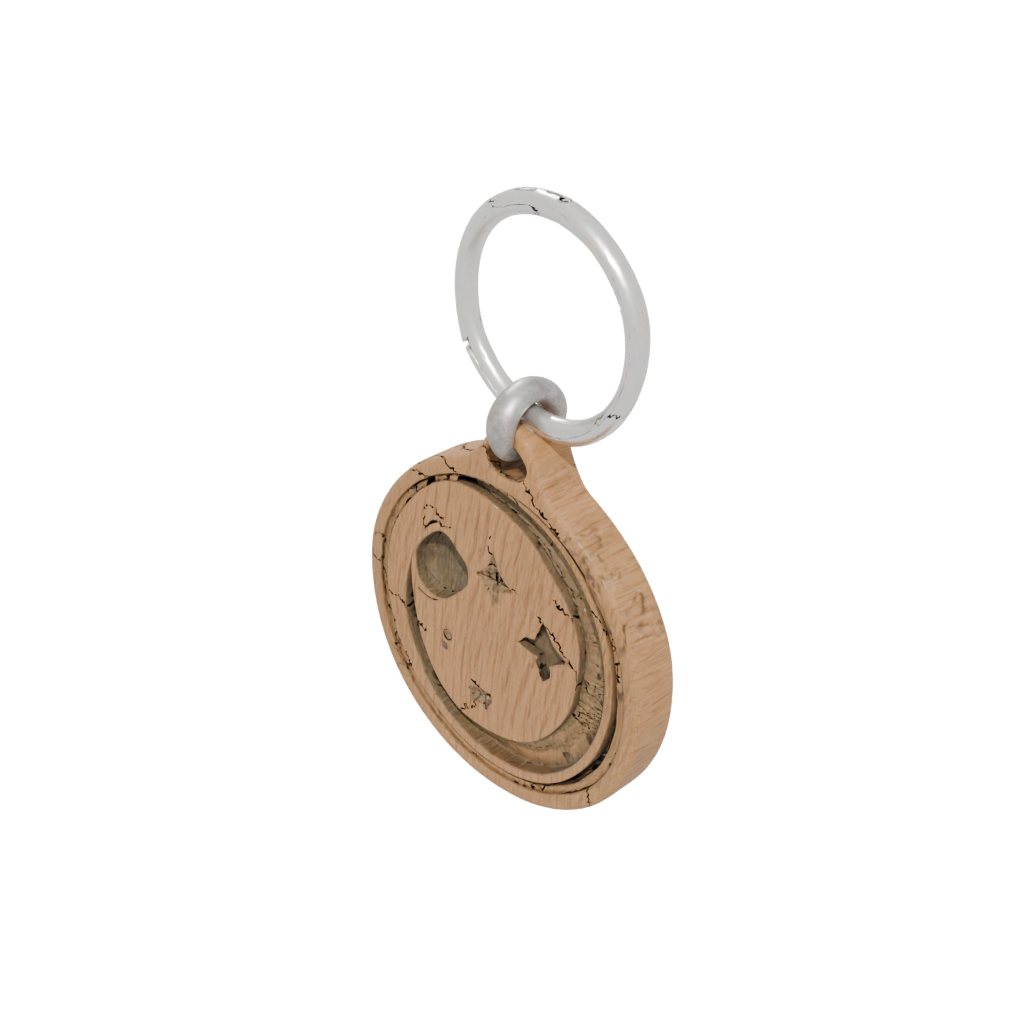 Woodgrain Layered Moon Crescent Charm