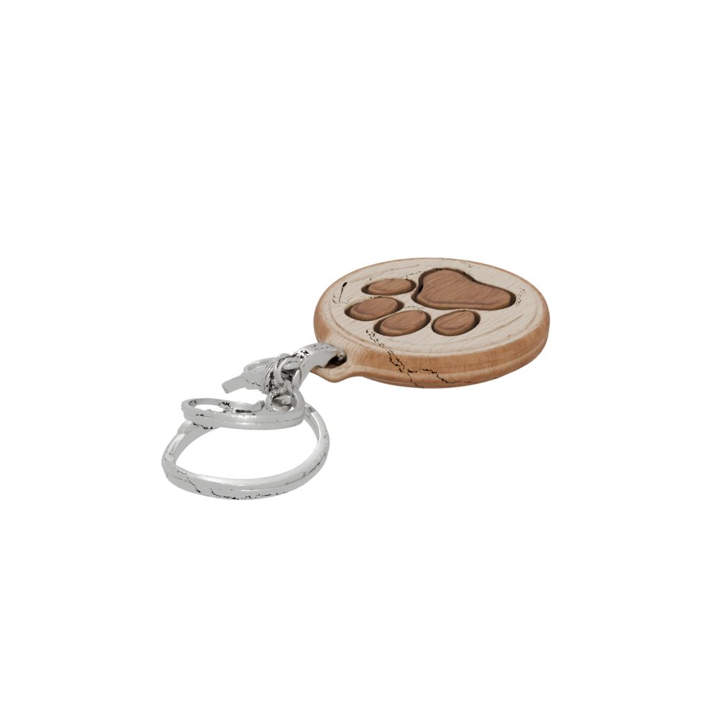 Woodgrain Layered Paw Print Charm