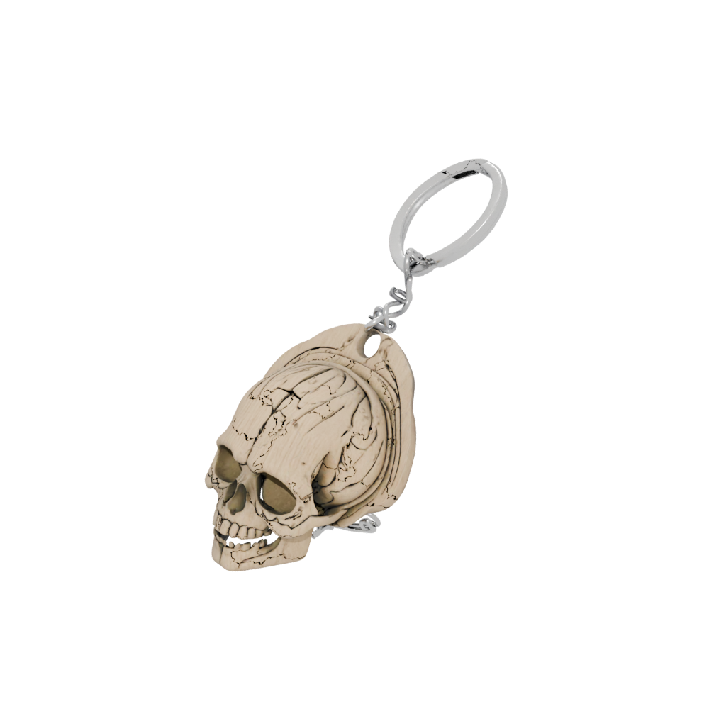 Woodgrain Layered Skull Charm