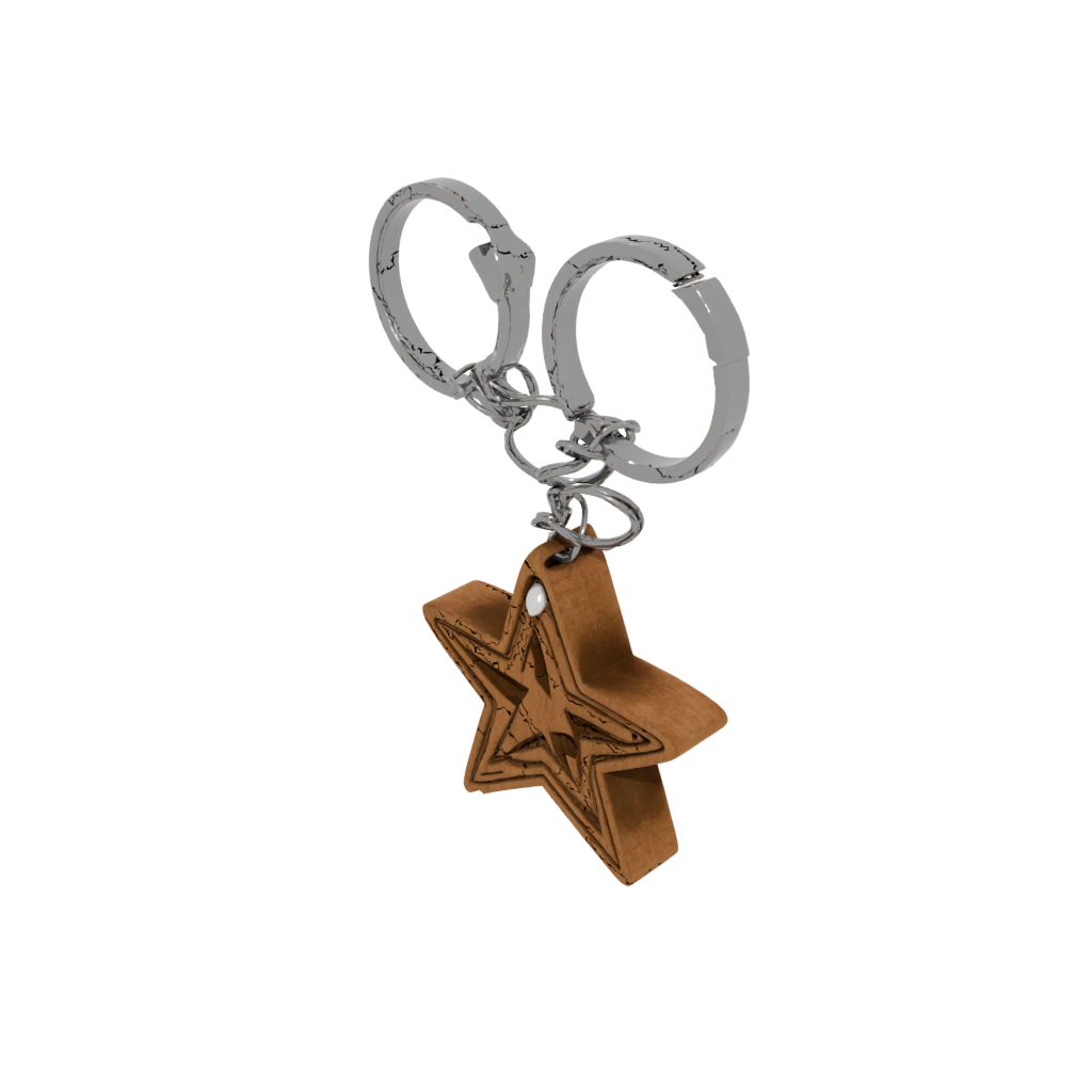 Woodgrain Layered Star Charm