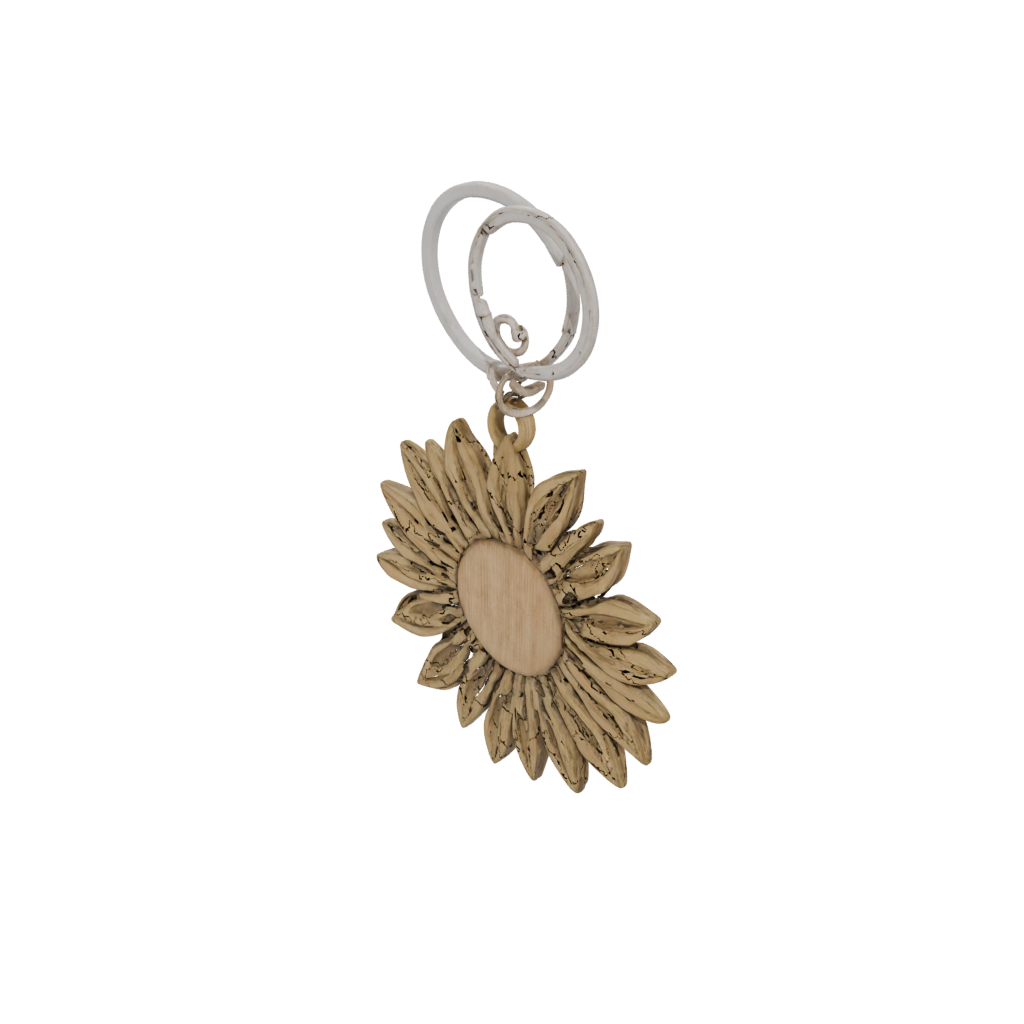 Woodgrain Layered Sun Charm