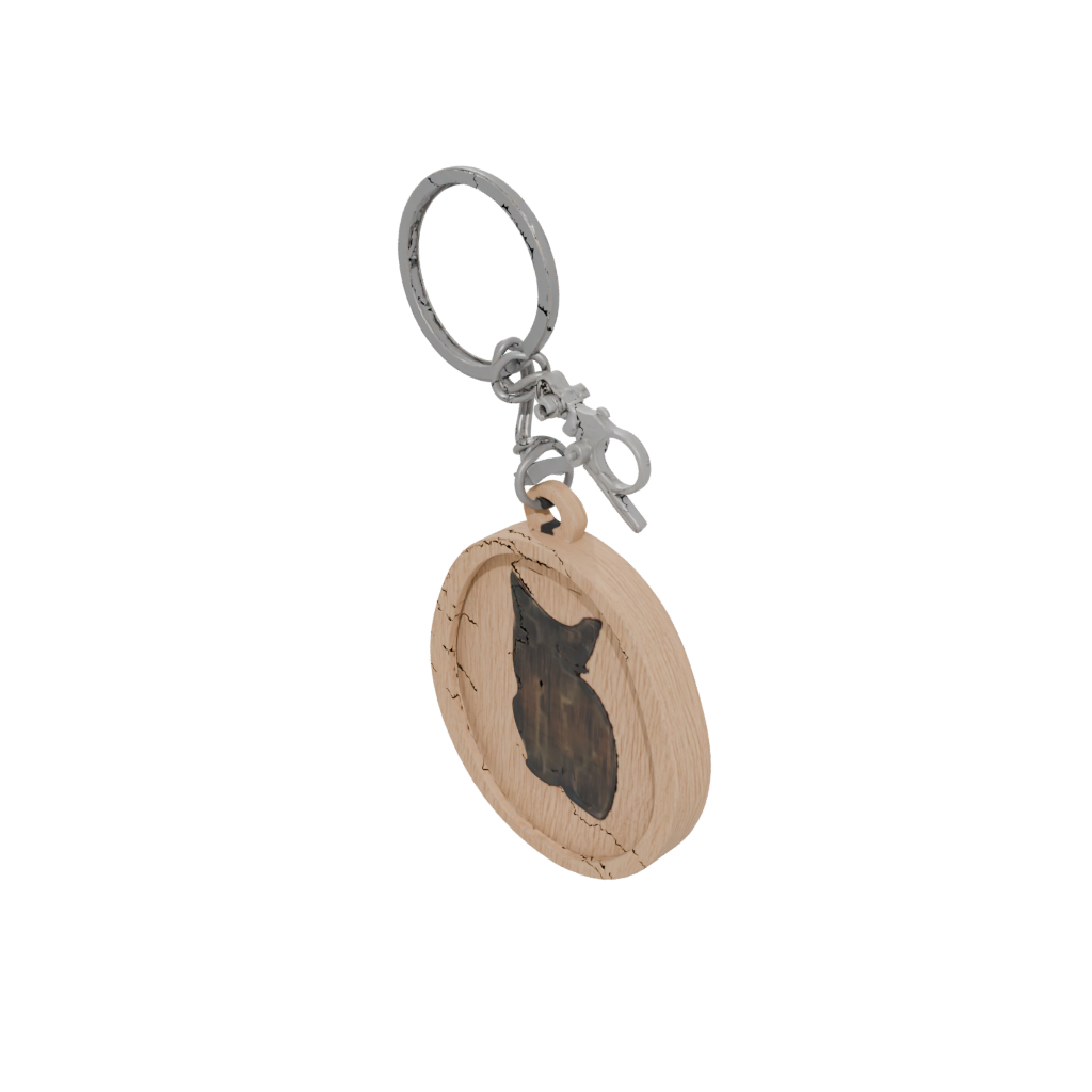 Woodgrain Outline Cat Silhouette Charm