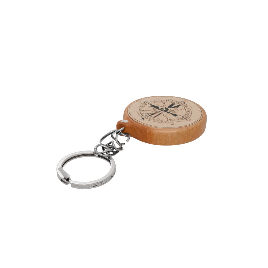 Woodgrain Outline Compass Charm