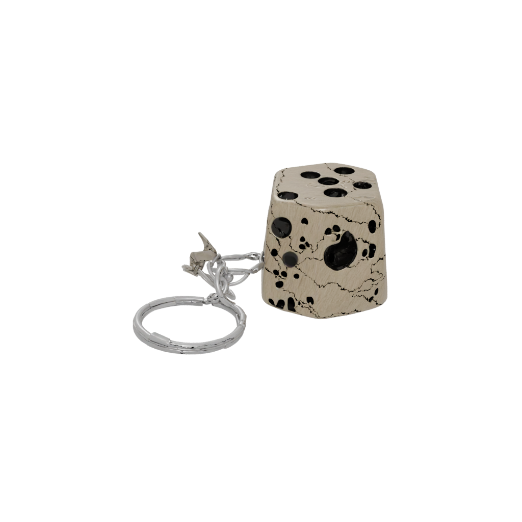 Woodgrain Outline Dice Holder Keychain