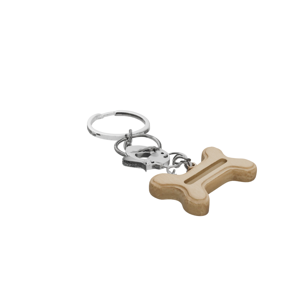 Woodgrain Outline Dog Bone Charm