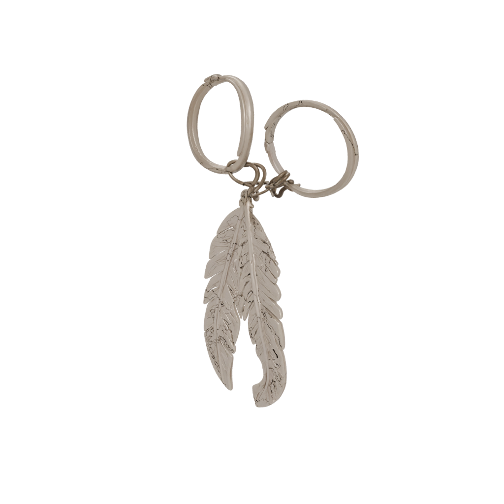 Woodgrain Outline Feather Charm