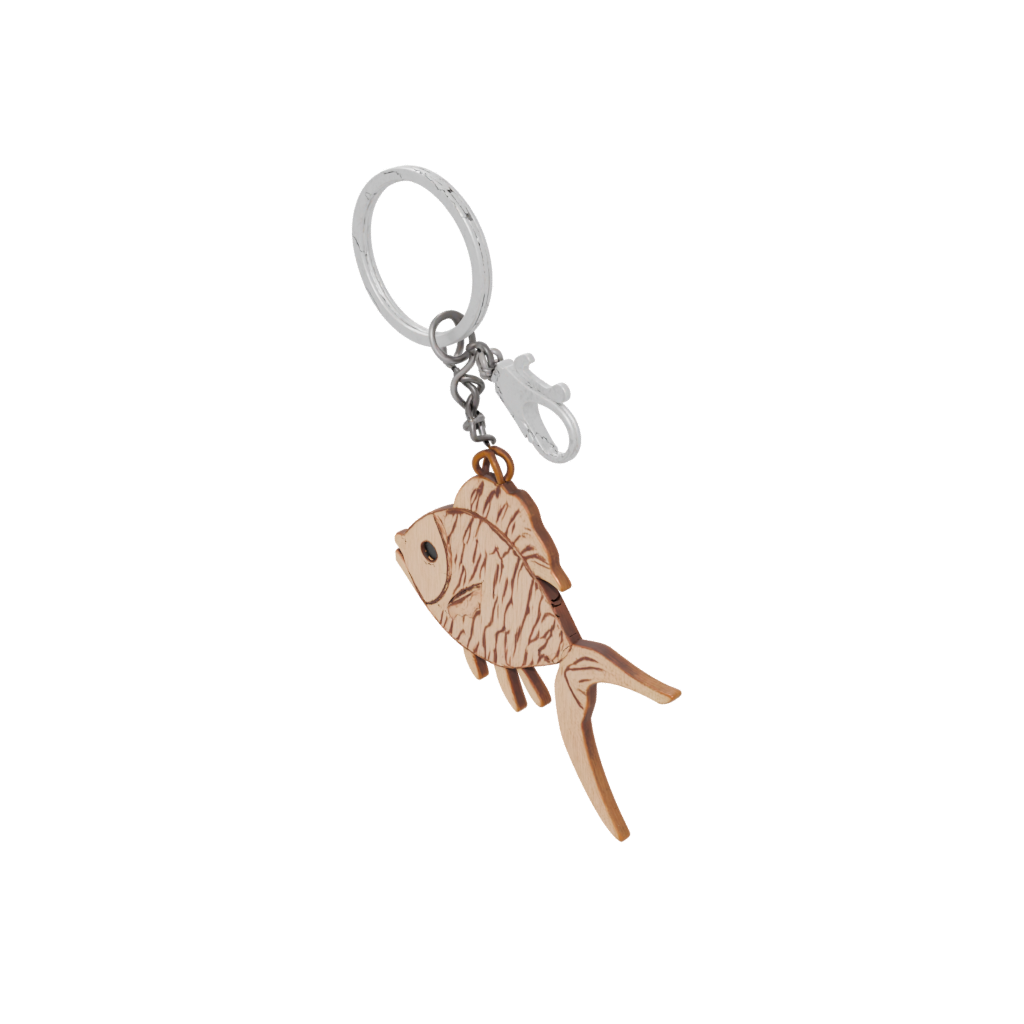 Woodgrain Outline Fish Charm