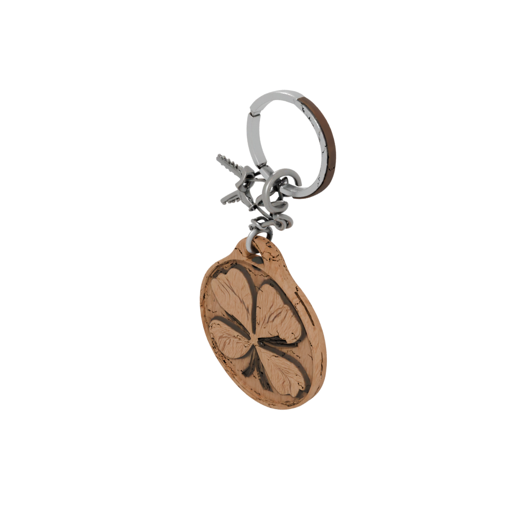 Woodgrain Outline Four-Leaf Clover Charm