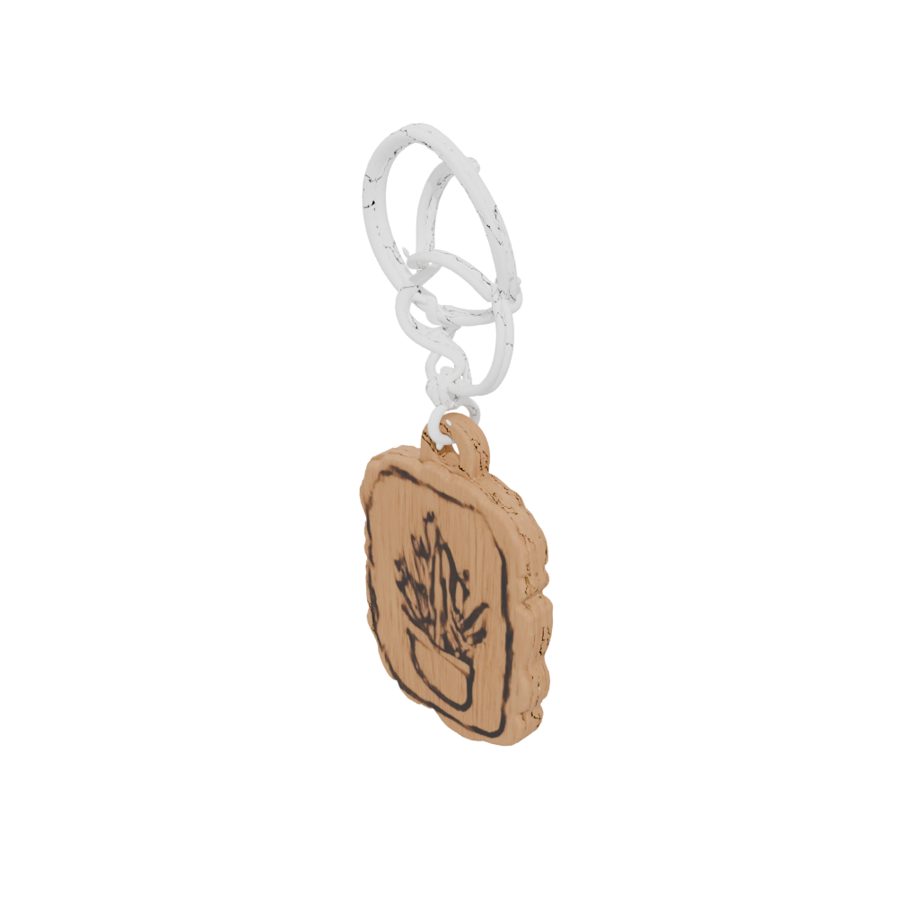 Woodgrain Outline Mini Cactus Charm