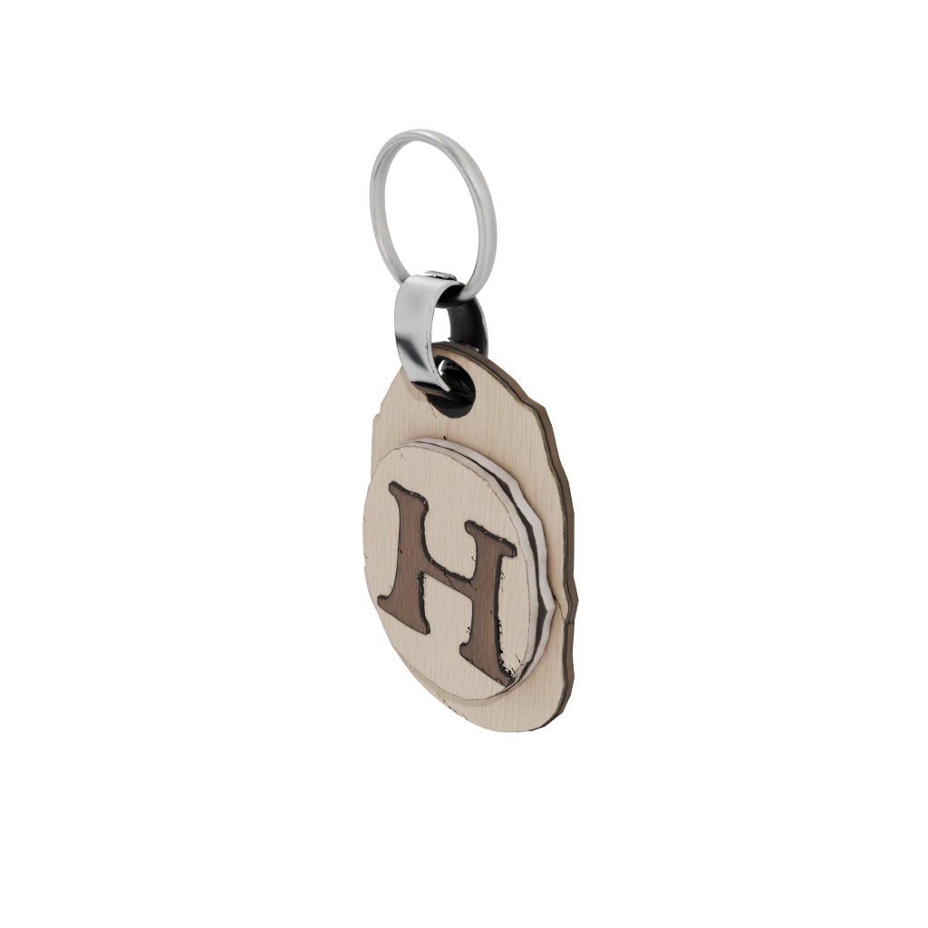 Woodgrain Outline Monogram Initial H