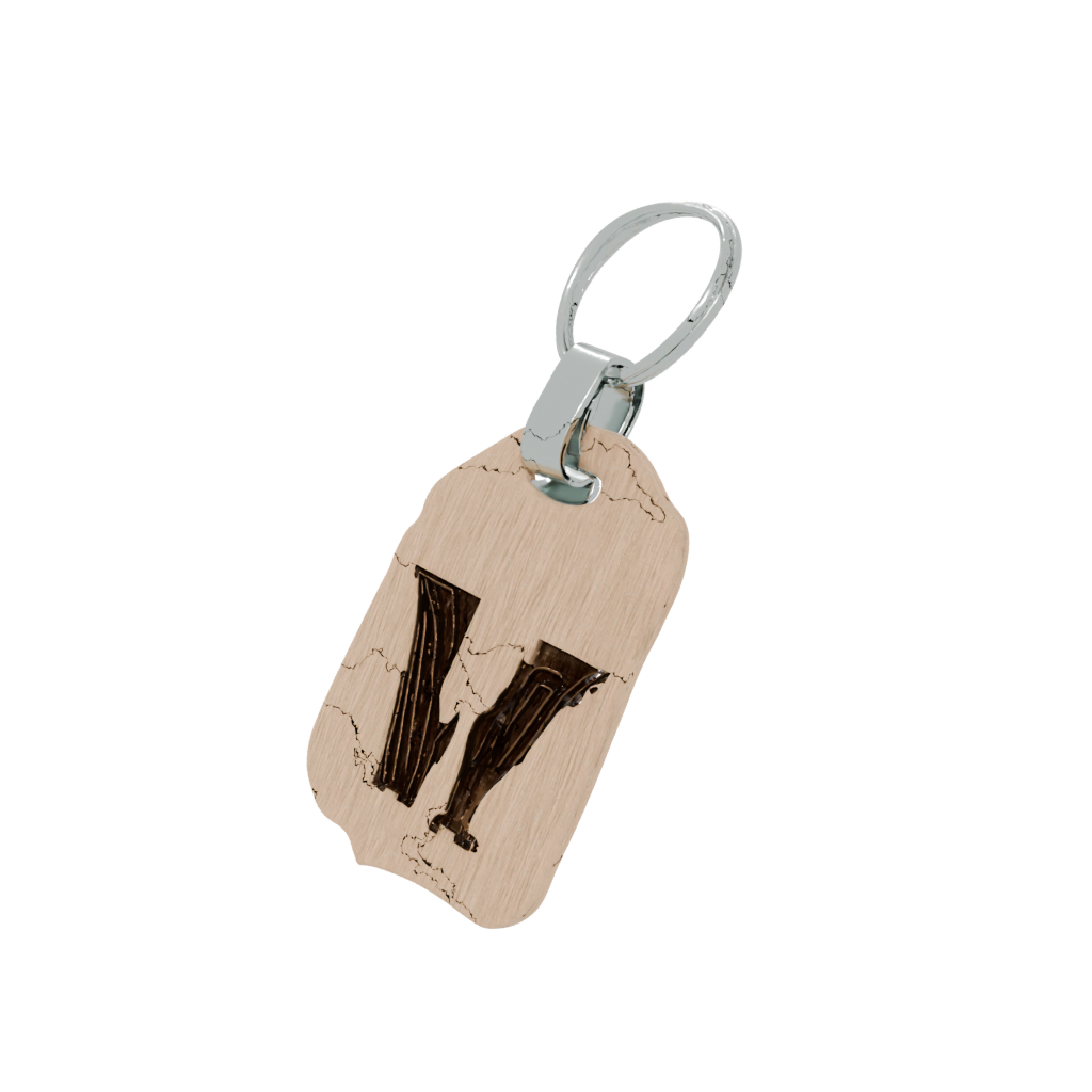 Woodgrain Outline Monogram Initial V