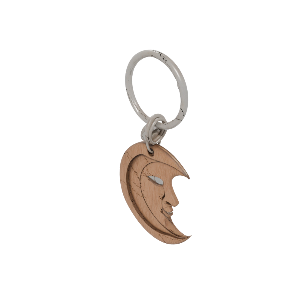 Woodgrain Outline Moon Crescent Charm