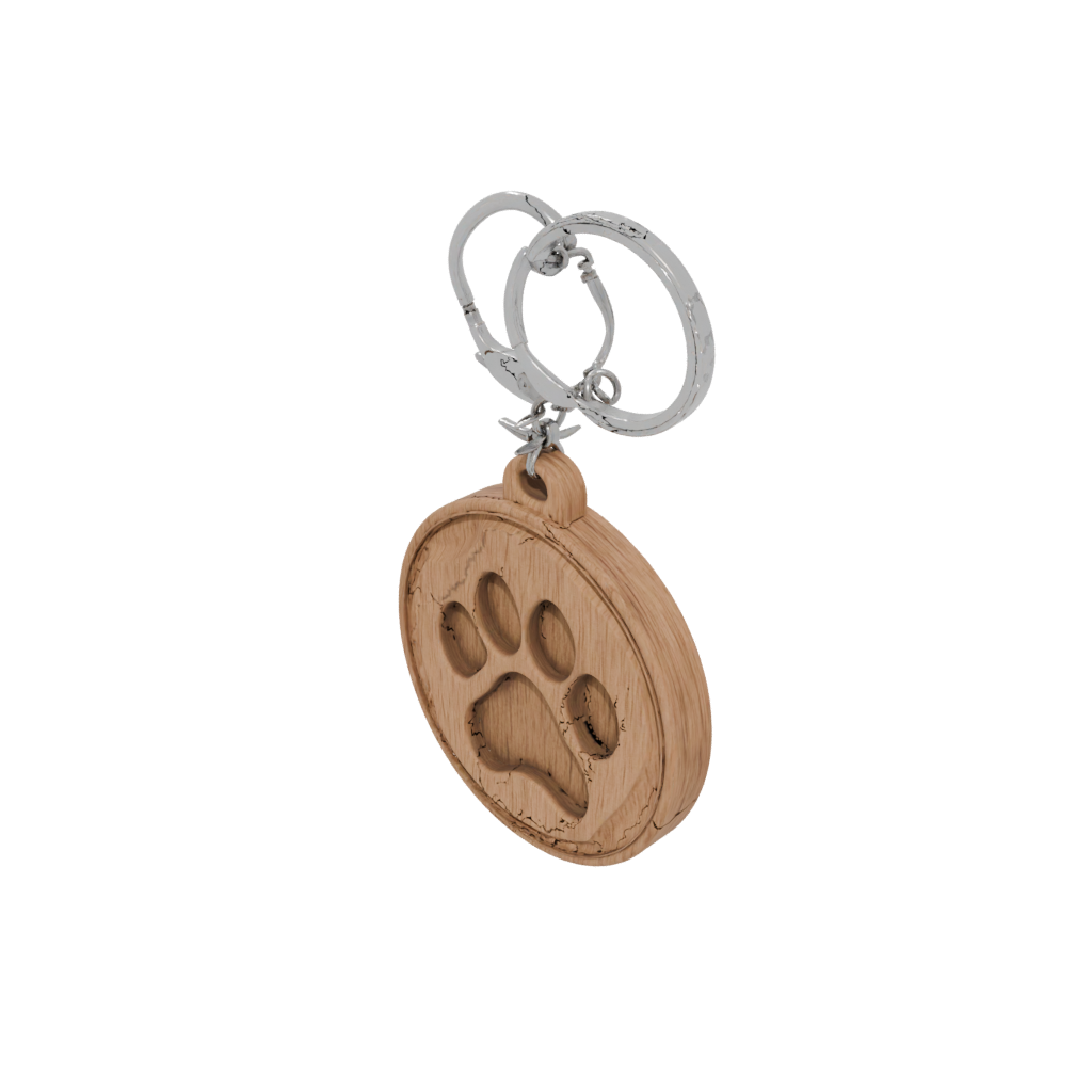 Woodgrain Outline Paw Print Charm