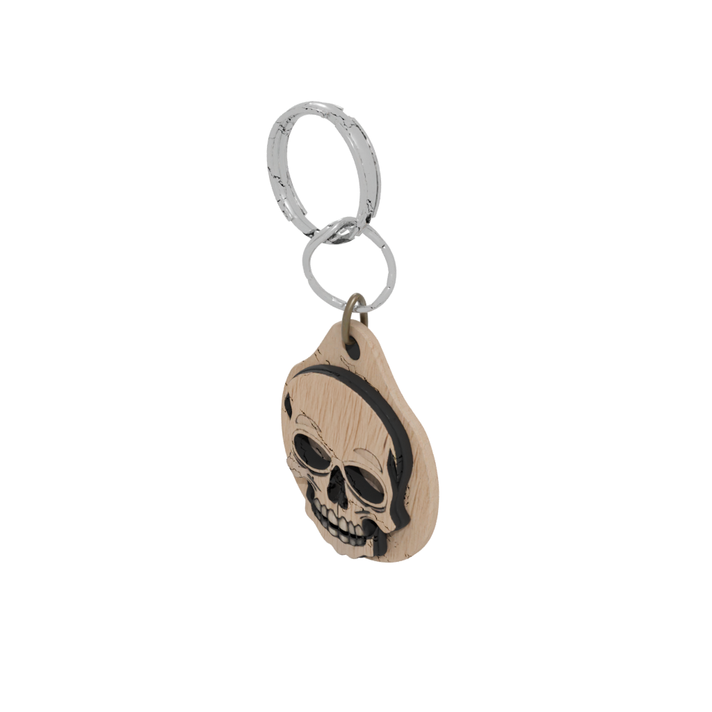 Woodgrain Outline Skull Charm
