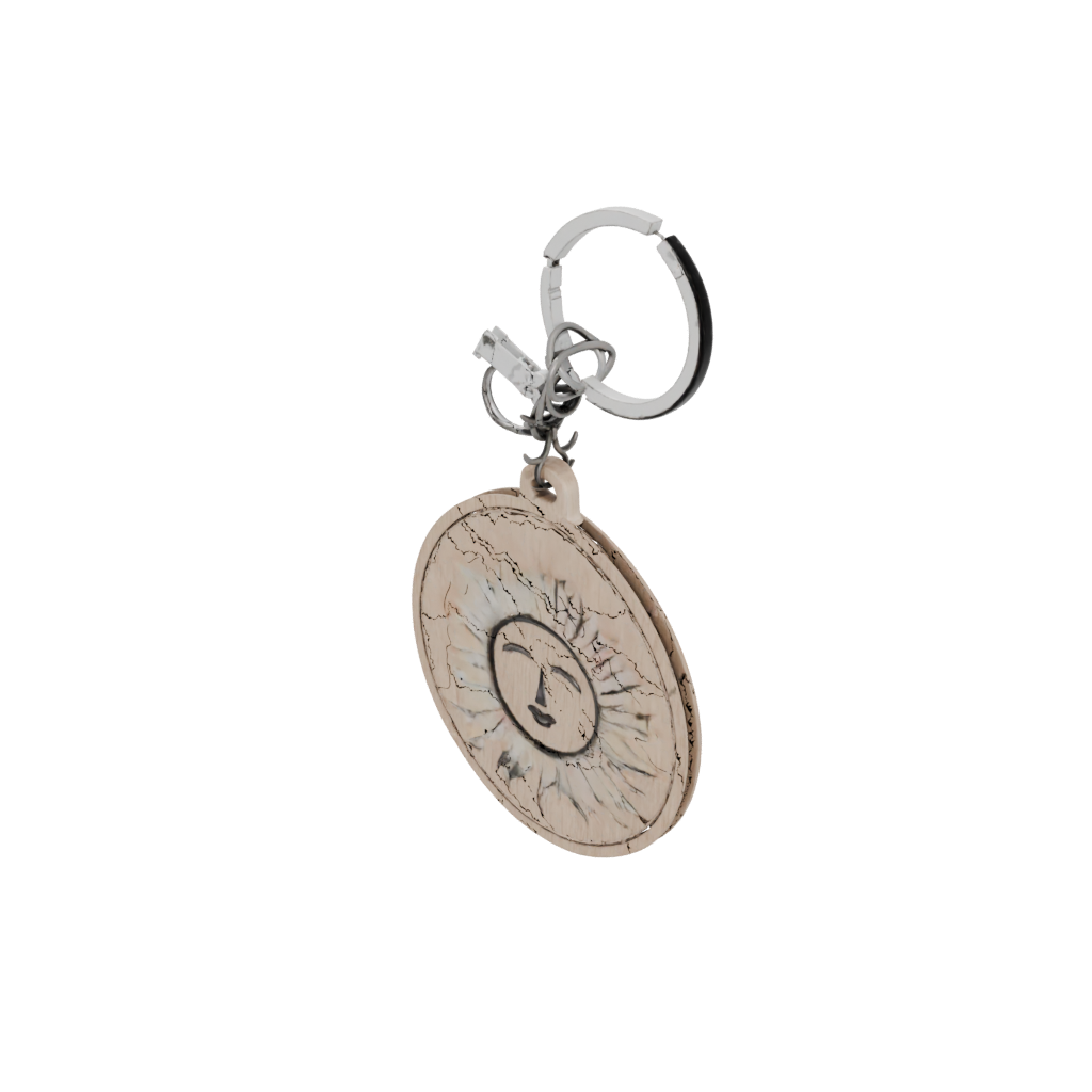 Woodgrain Outline Sun Charm