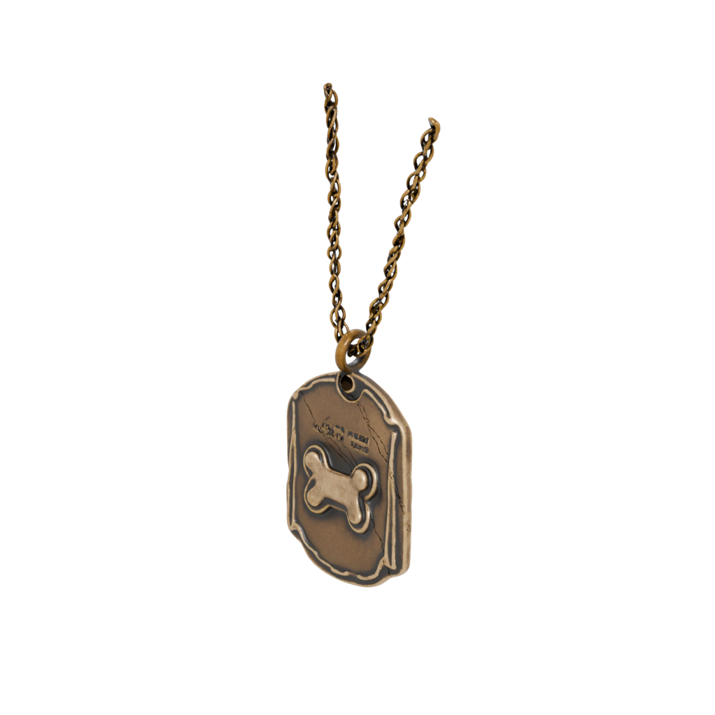 Bronze Cute Dog Tag With Bone Motif