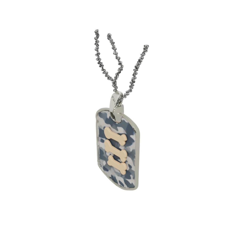 Camo Cute Dog Tag With Bone Motif