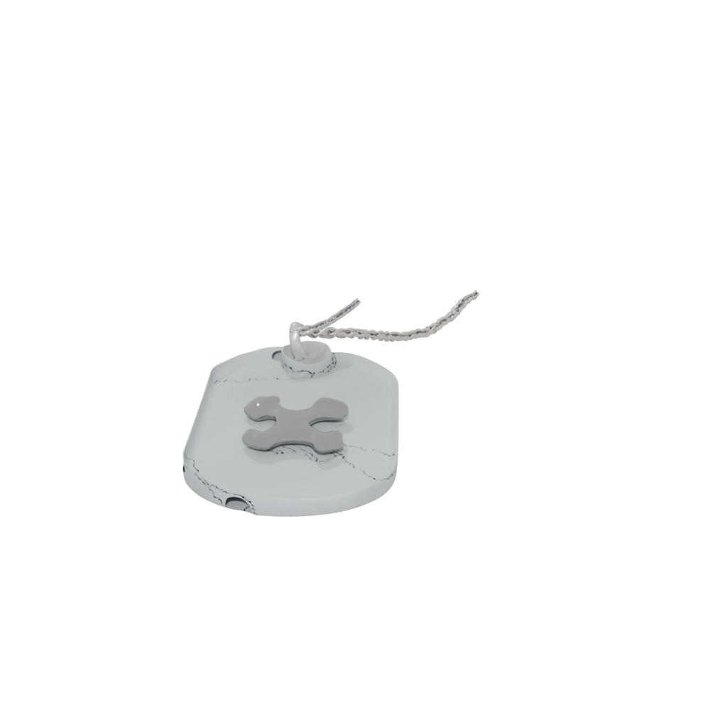 Crystal Modern Dog Tag With Bone Motif