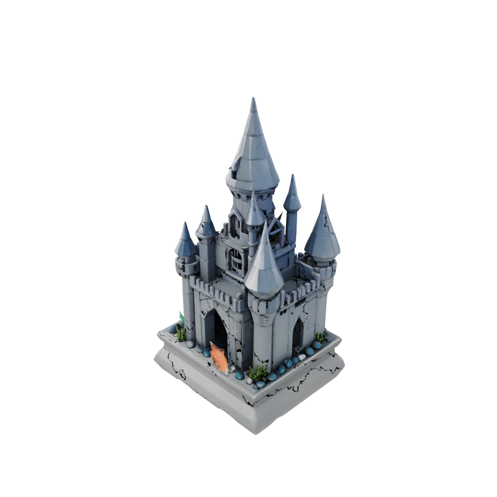 Low-Poly Modern Fish Tank Ornament Castle