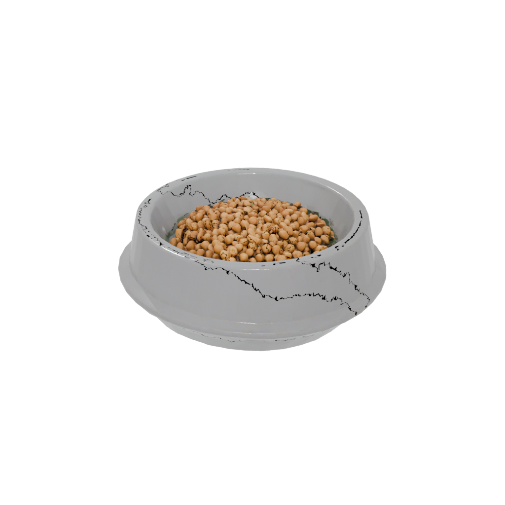 Low-Poly Elevated Cat Food Bowl
