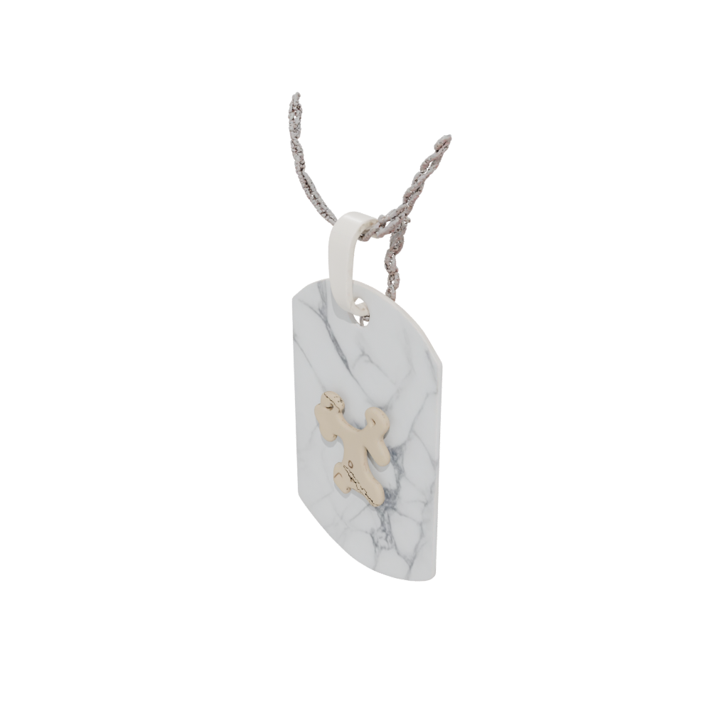 Marble Modern Dog Tag With Bone Motif