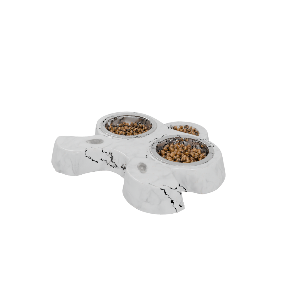 Marble Elevated Cat Food Bowl