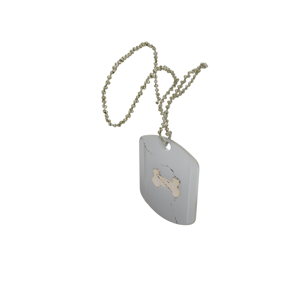 Neon Dog Tag With Bone Motif