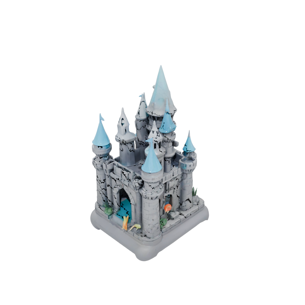 Neon Fish Tank Ornament Castle