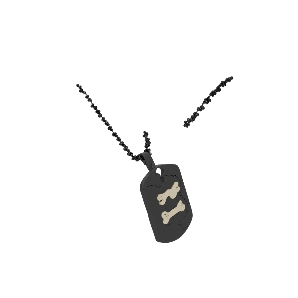 Obsidian Heavy-Duty Dog Tag With Bone Motif