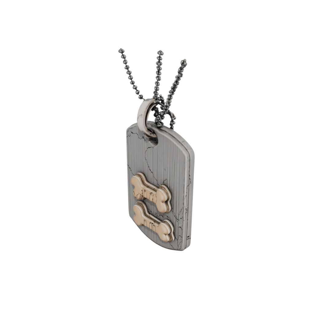 Woodgrain Cute Dog Tag With Bone Motif