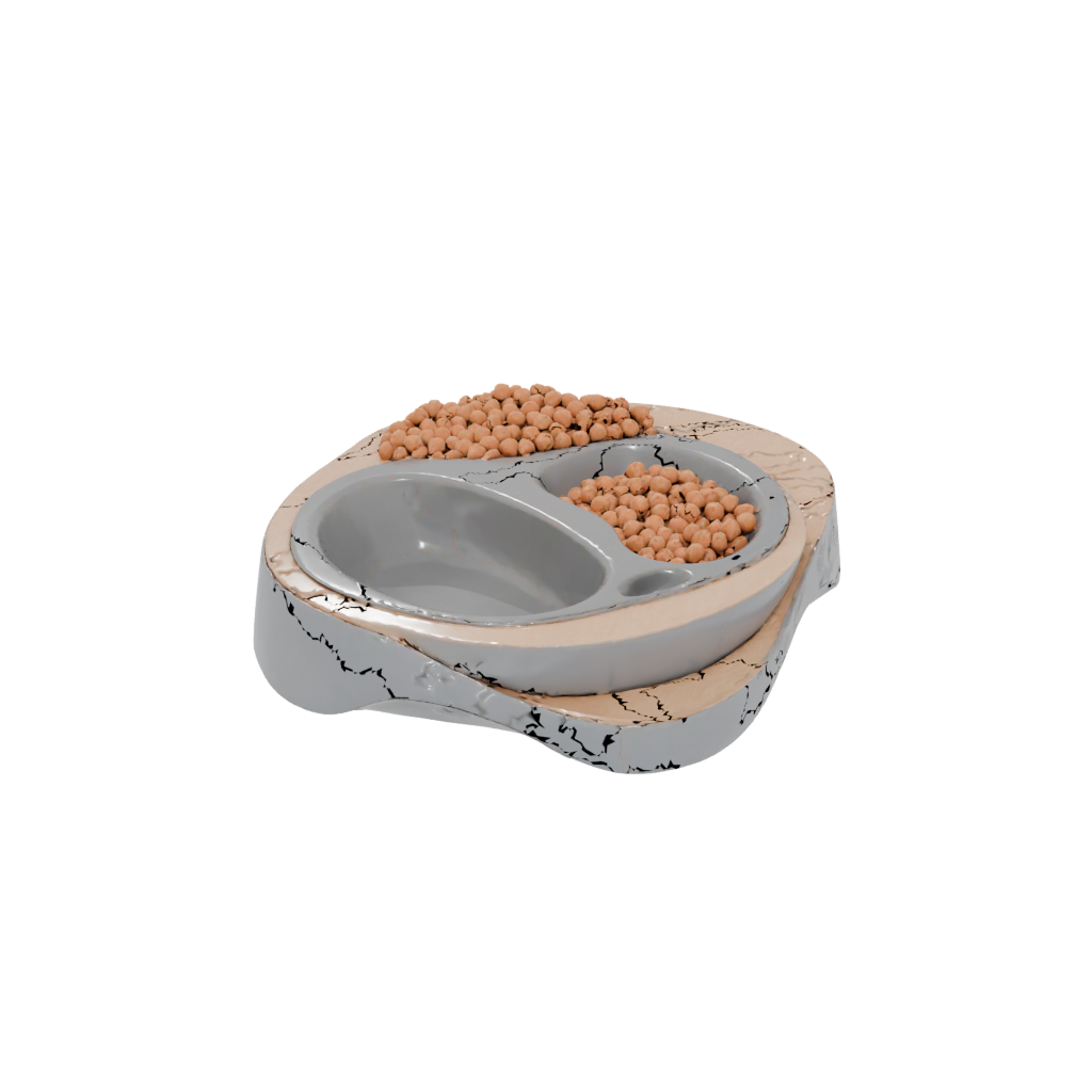 Woodgrain Modern Elevated Cat Food Bowl