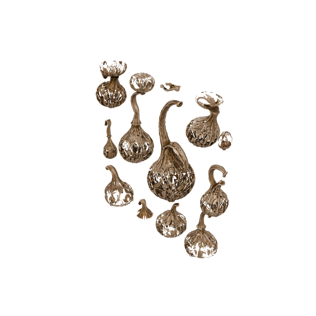 Bronze Carved Gourd Figure — seasonal 3D print model, STL
