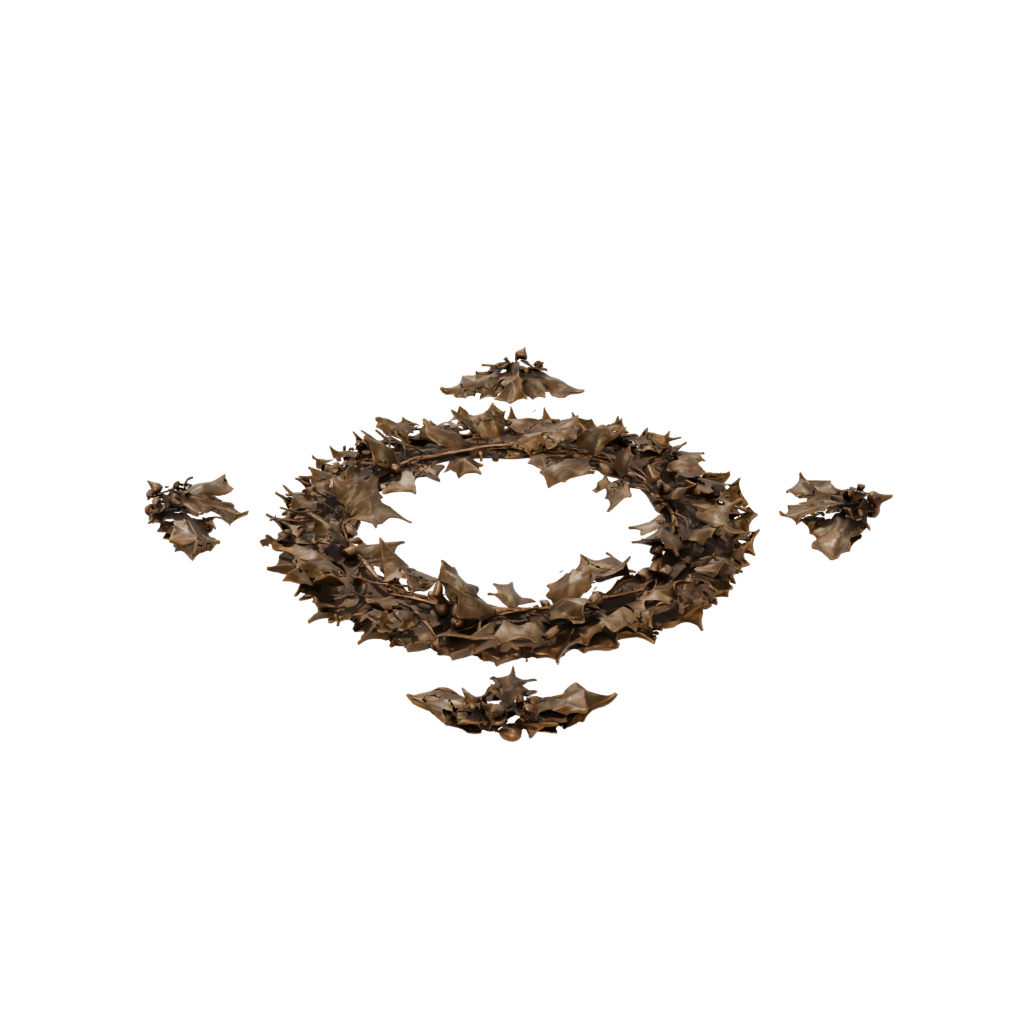 Bronze Holly Wreath Relief — seasonal 3D print model, STL