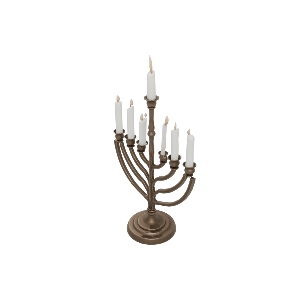 Bronze Menorah Candle Stand — seasonal 3D print model, STL