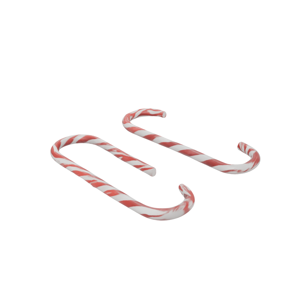 Bronze Cute Candy Cane Hook Pair — seasonal 3D print model, STL