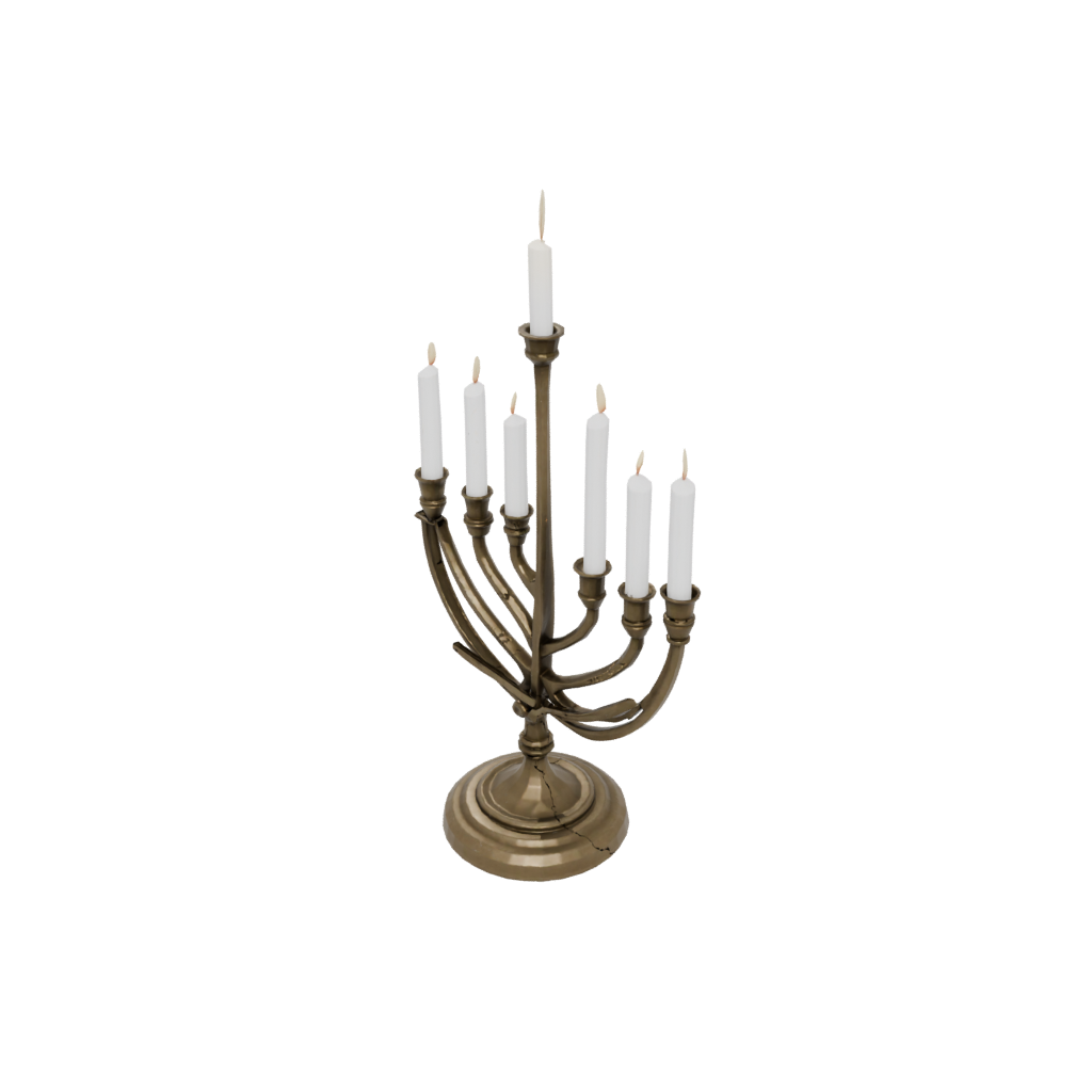 Bronze Cute Menorah Candle Stand — seasonal 3D print model, STL