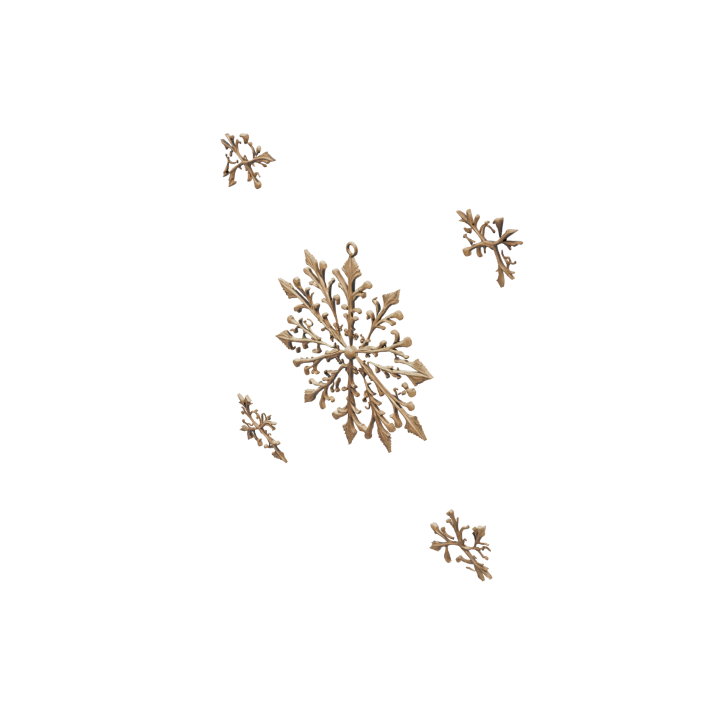 Bronze Cute Ornate Snowflake Ornament — seasonal 3D print model, STL