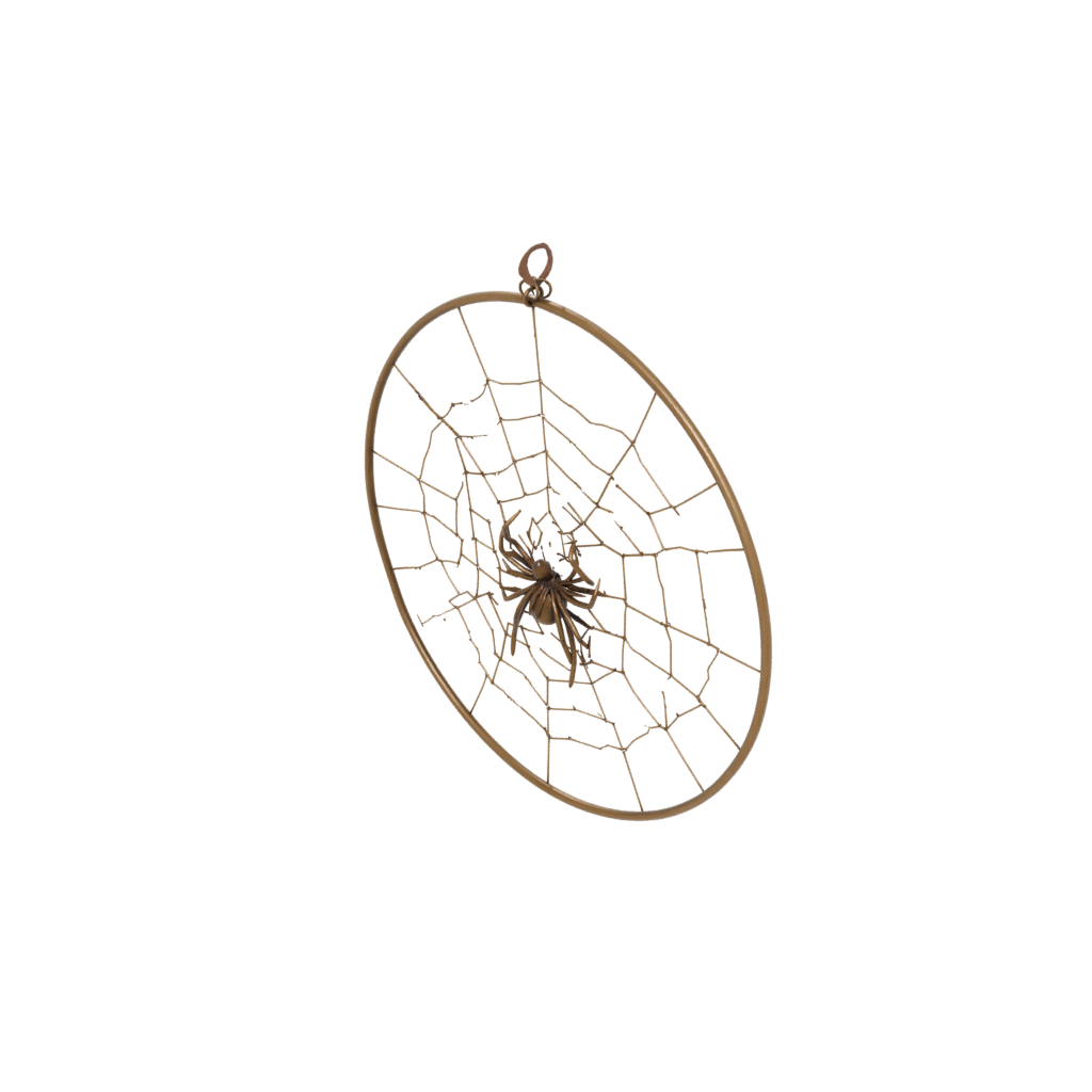 Bronze Cute Spider Web Wall Hanging — seasonal 3D print model, STL