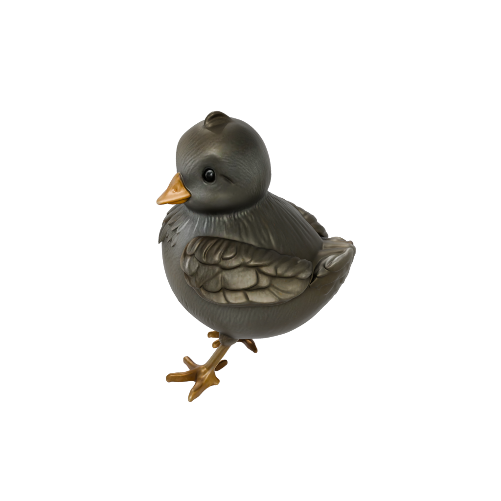 Bronze Cute Spring Chick Figure — seasonal 3D print model, STL