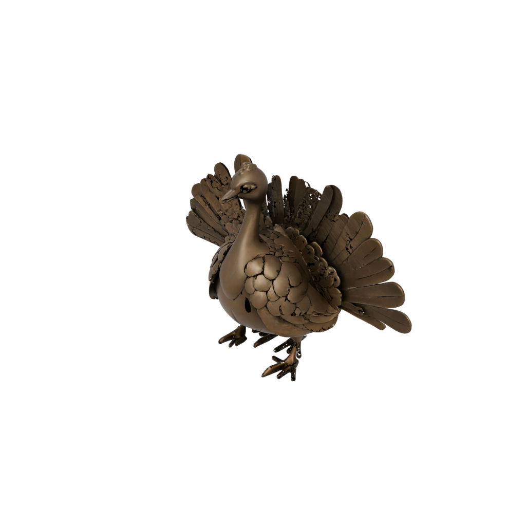 Bronze Cute Turkey Centerpiece Figure — seasonal 3D print model, STL