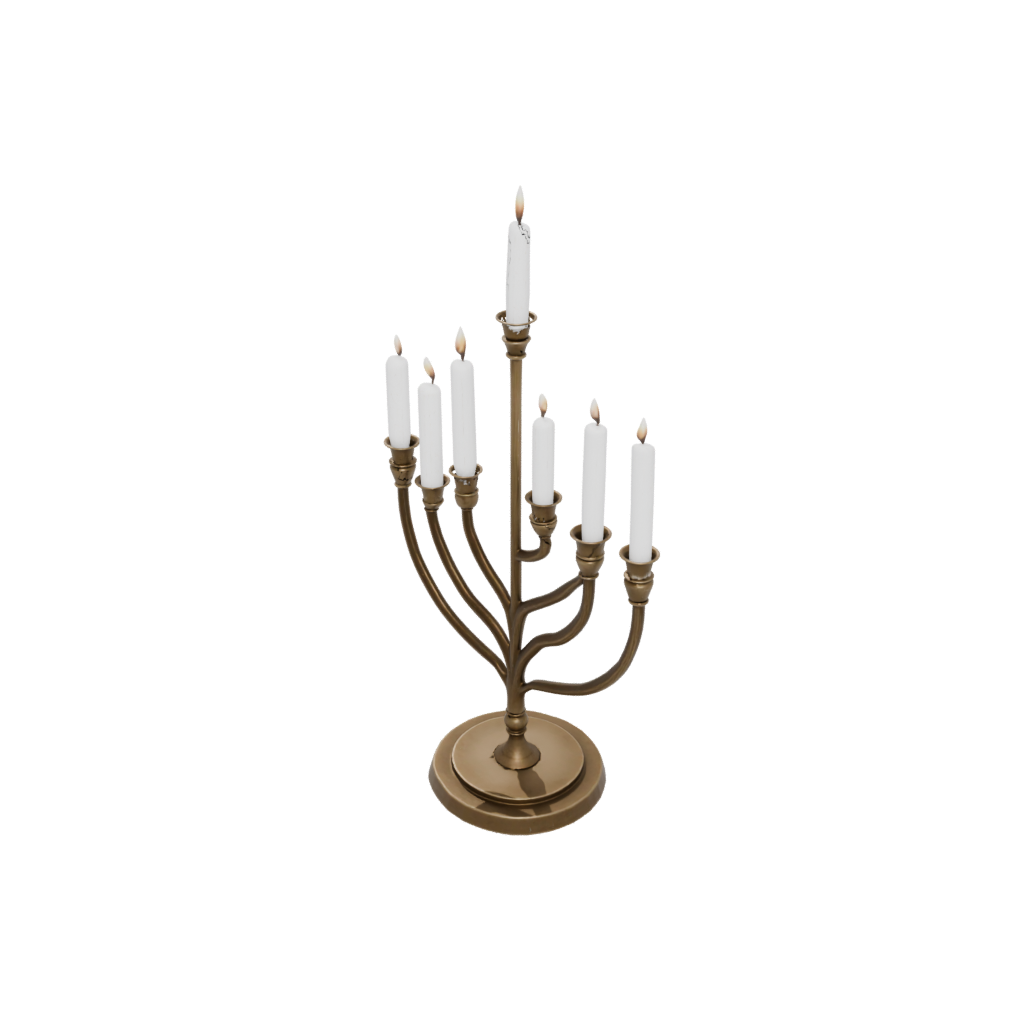 Bronze Modern Menorah Candle Stand — seasonal 3D print model, STL