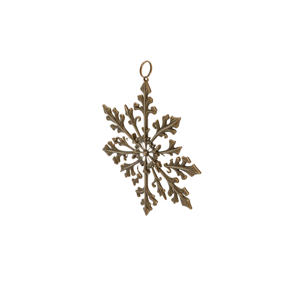 Bronze Modern Ornate Snowflake Ornament — seasonal 3D print model, STL