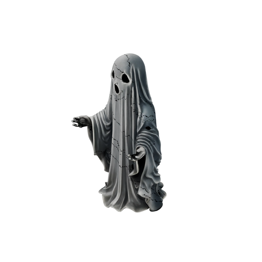 Bronze Modern Spooky Ghost Figurine — seasonal 3D print model, STL