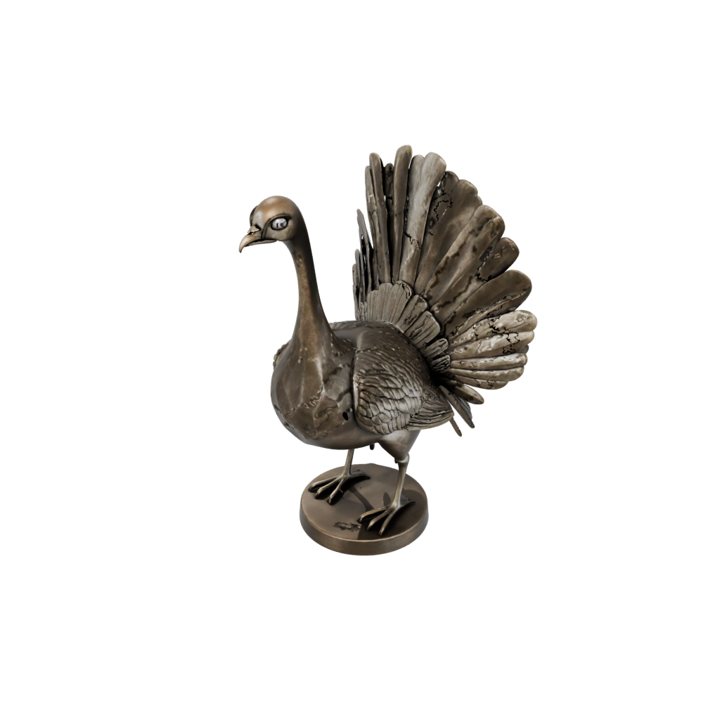 Bronze Modern Turkey Centerpiece Figure — seasonal 3D print model, STL